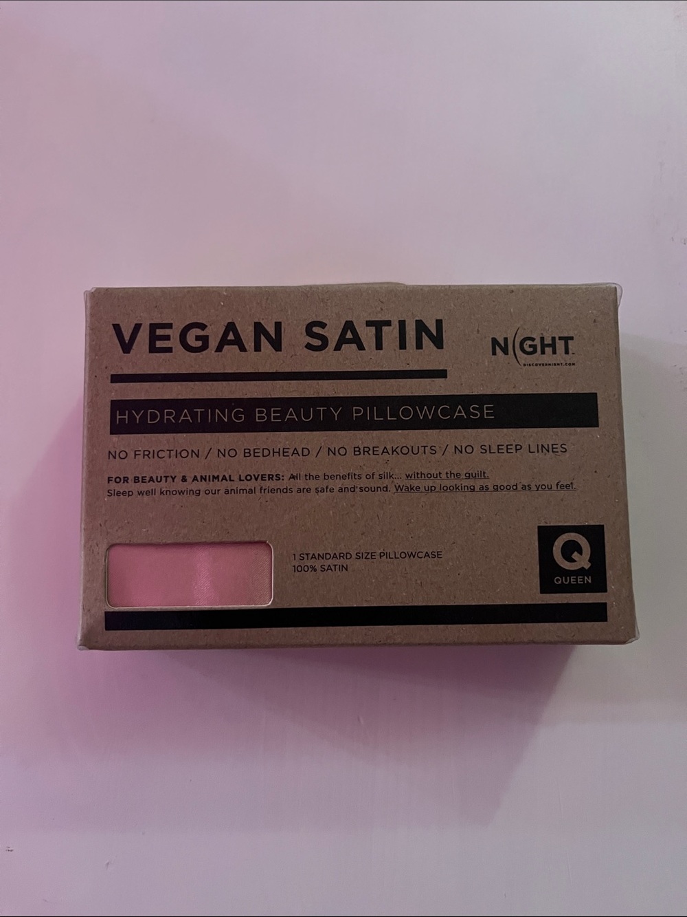 🆕 Vegan satin hydrating beauty pillowcase queen in blush pink color